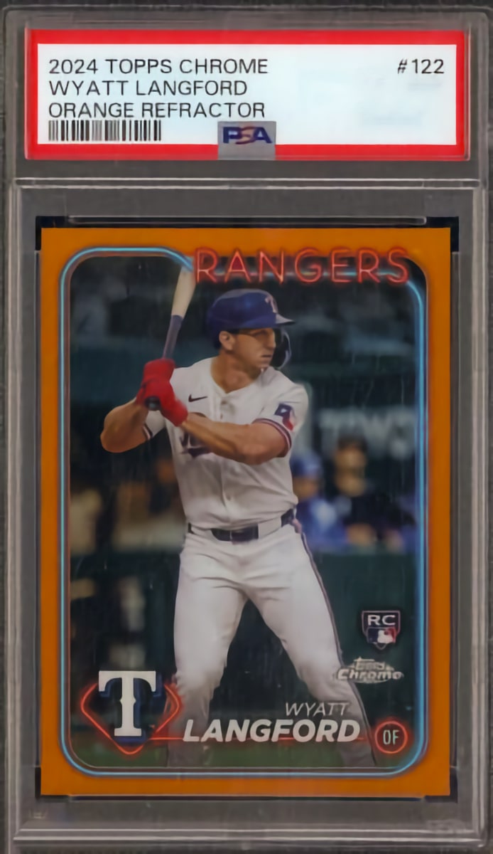 2024 Topps Chrome Baseball Orange Wyatt Langford #122 PSA 10