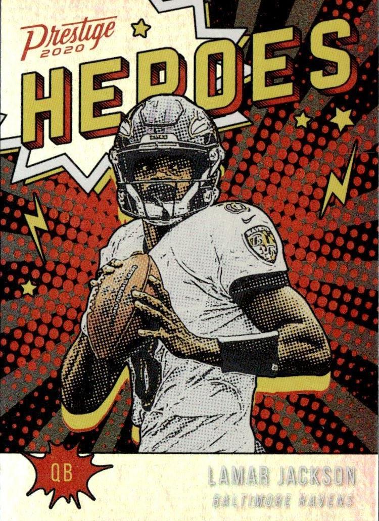 2020 Panini Prestige Lamar Jackson #HE-LJ card