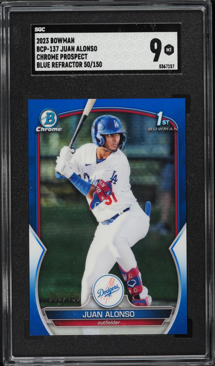 2023 Bowman Chrome Prospects Baseball Blue Juan Alonso #BCP-137 PSA 9