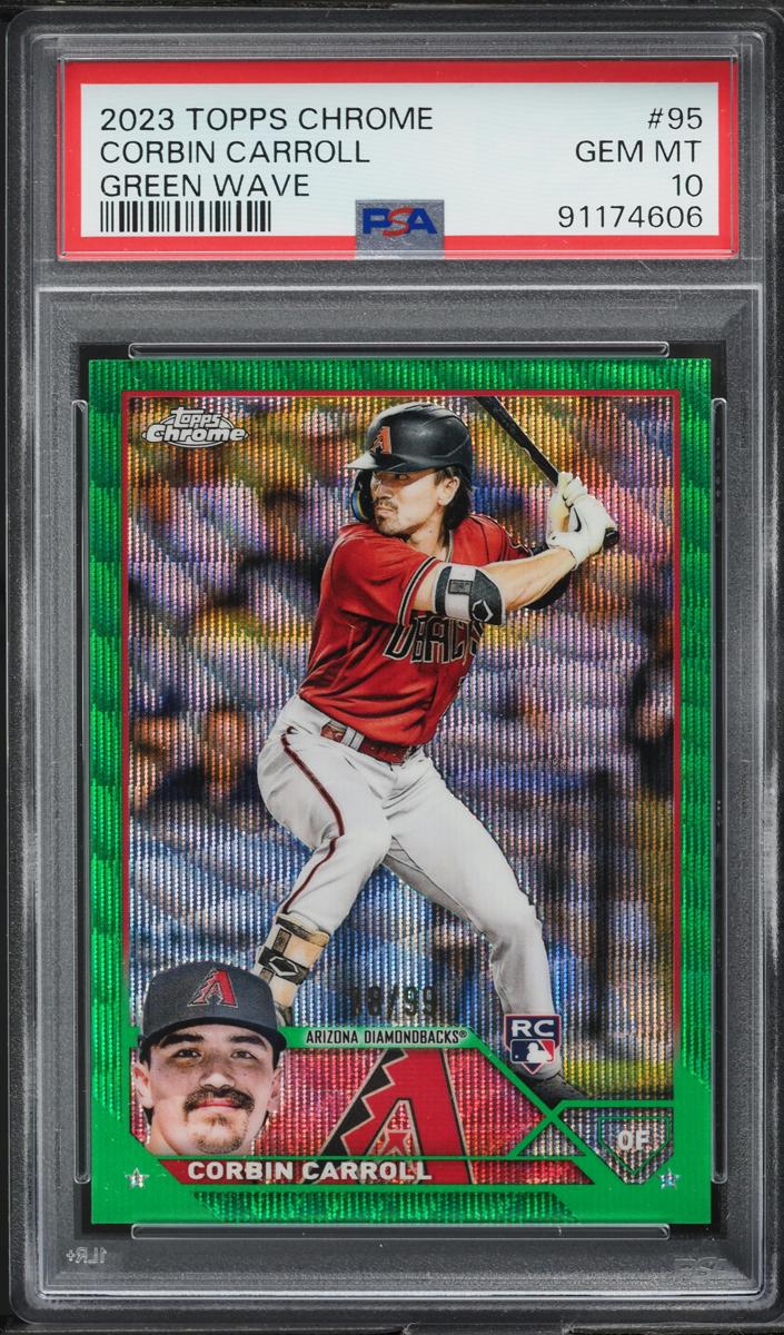 2023 Topps Chrome Baseball Green Wave Corbin Carroll #95 PSA 9