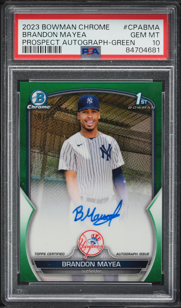 2023 Bowman Chrome Prospects Baseball Green Brandon Mayea #CPA-BMA PSA 9