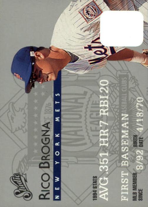 1995 Studio Rico Brogna #156 card