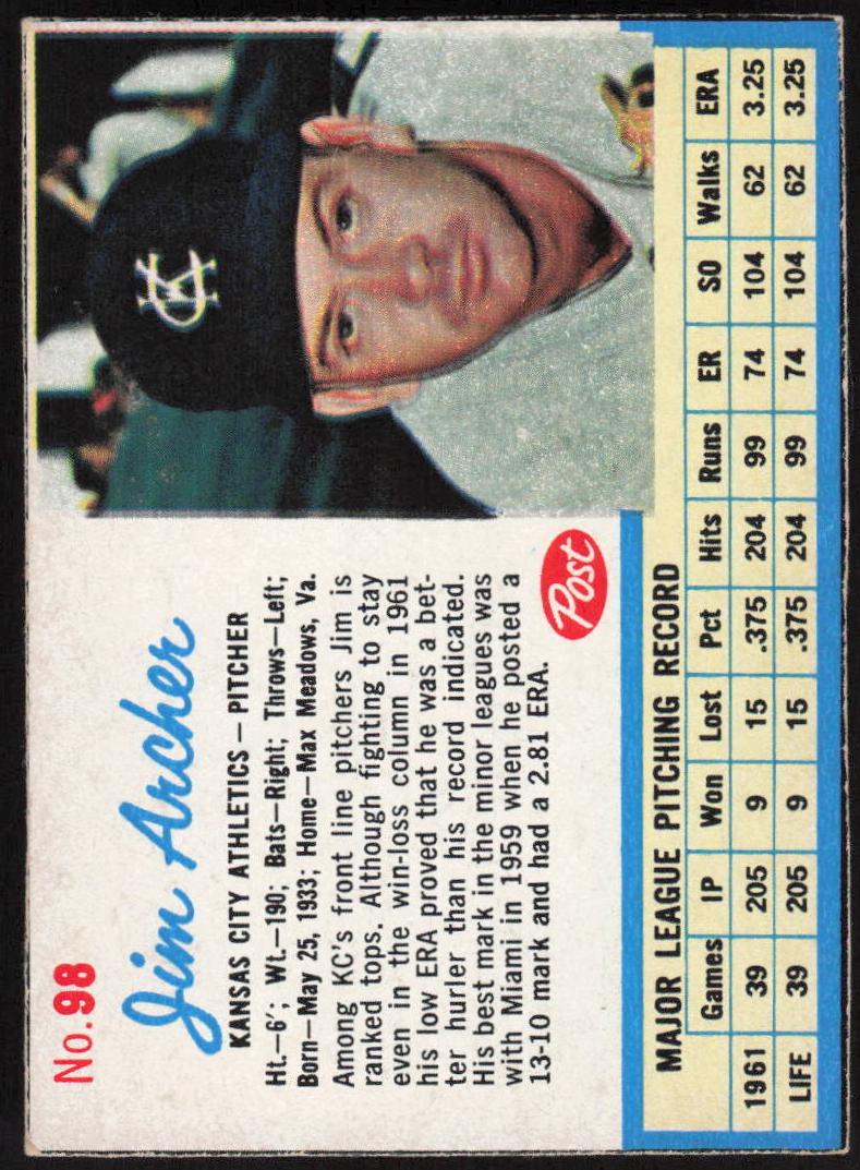 1962 Jim Archer #98