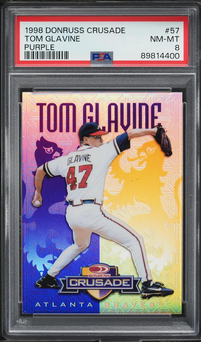 1998 Donruss Baseball Purple Tom Glavine #57 PSA 8