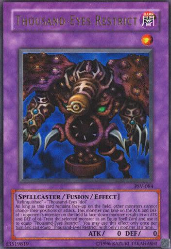 2002 Yu-Gi-Oh Pharaoh's Servant #084 Thousand-Eyes Rstrct. front