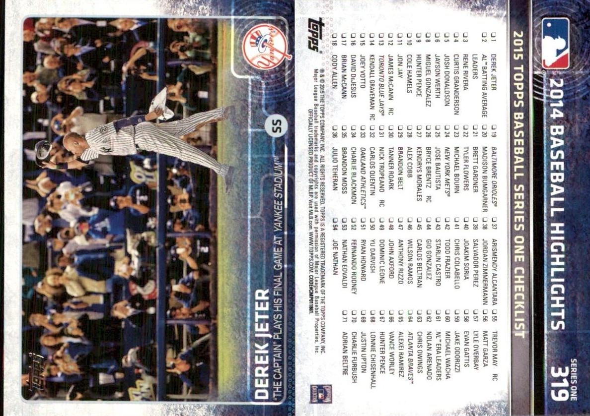 2015 Topps Derek Jeter #319 card