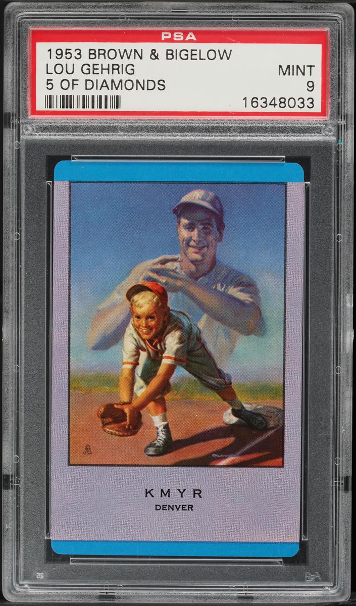 1953 Brown & Bigelow Gehrig Baseball 5 of Diamonds Lou Gehrig #NNO PSA 8.5