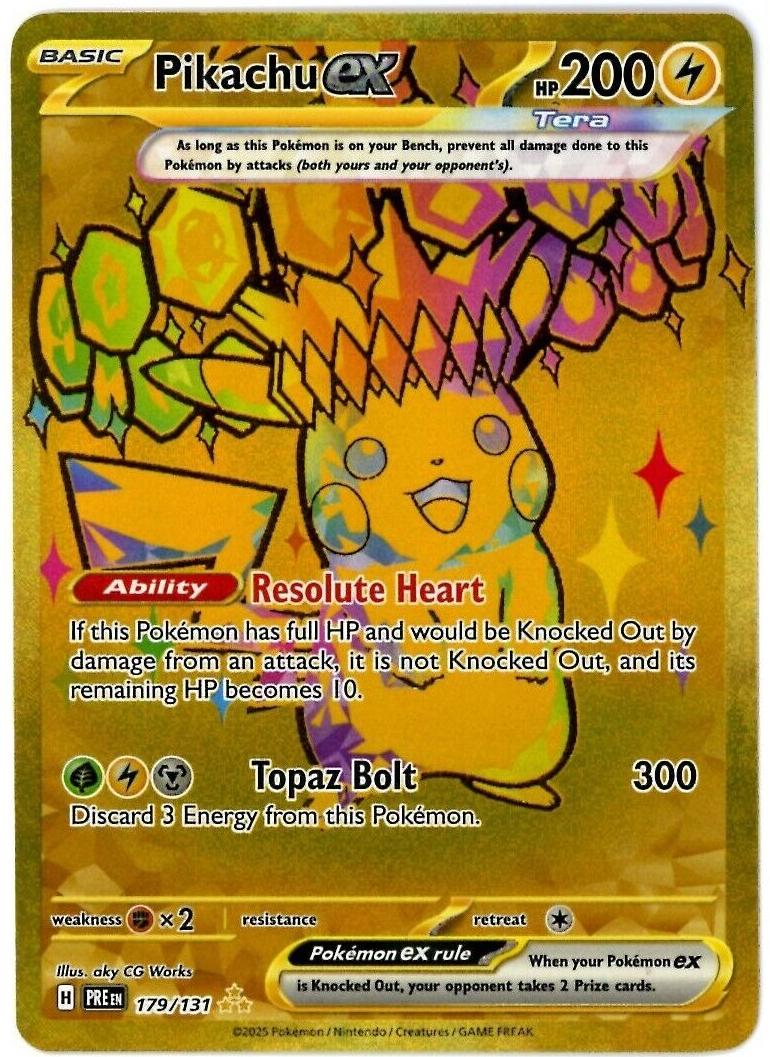 2025 Pokemon Prismatic Evolutions Hyper Rare #179 Pikachu Ex front