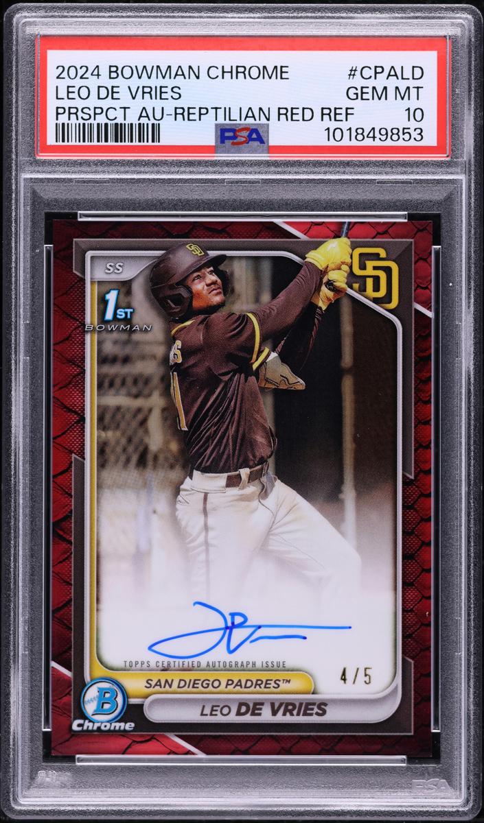 2024 Bowman Chrome Baseball Reptilian Red Leo De Vries #CPA-LD PSA 9