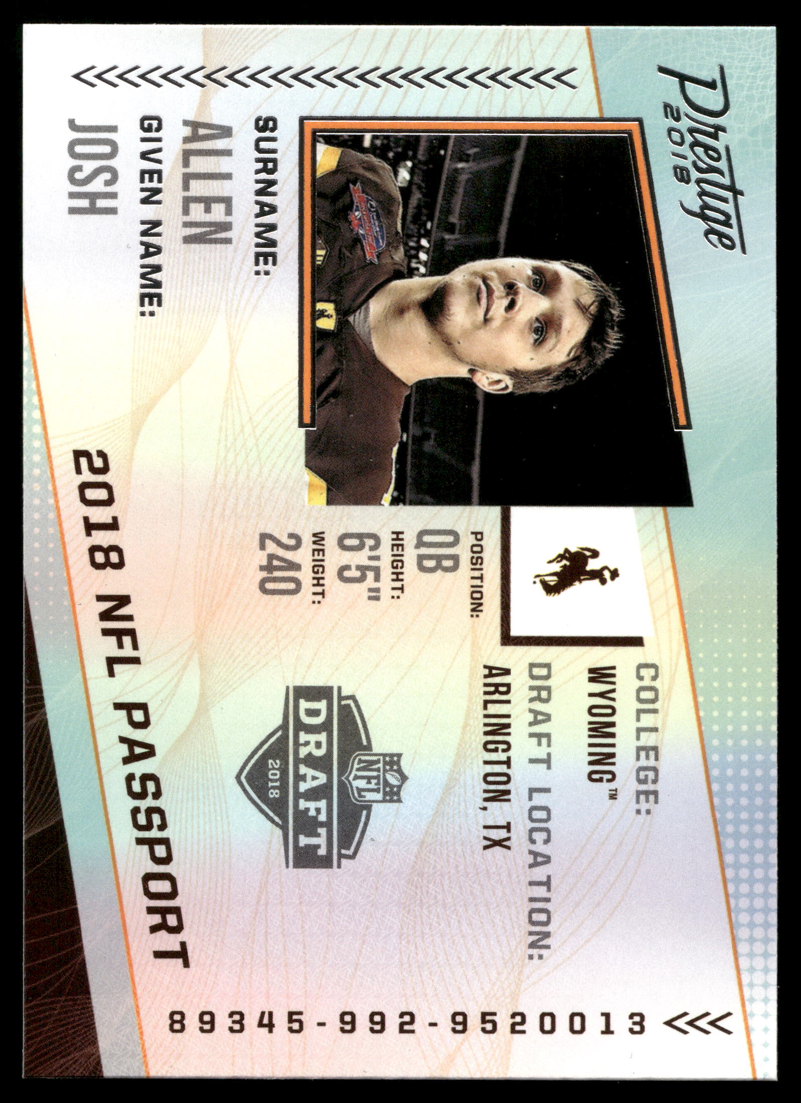 2018 Panini Prestige NFL Passport Josh Allen #PP-JA card