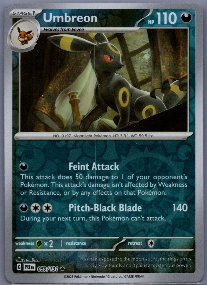 Umbreon 2025 Pokemon Scarlet & Violet Prismatic Evolutions Reverse Holo