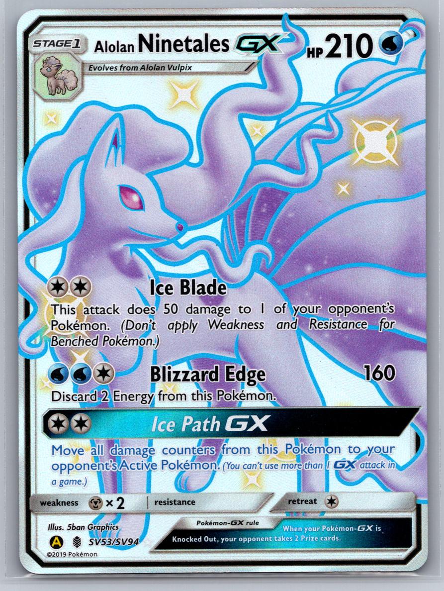 Alolan Ninetales GX 2019 Pokemon Sun & Moon Hidden Fates