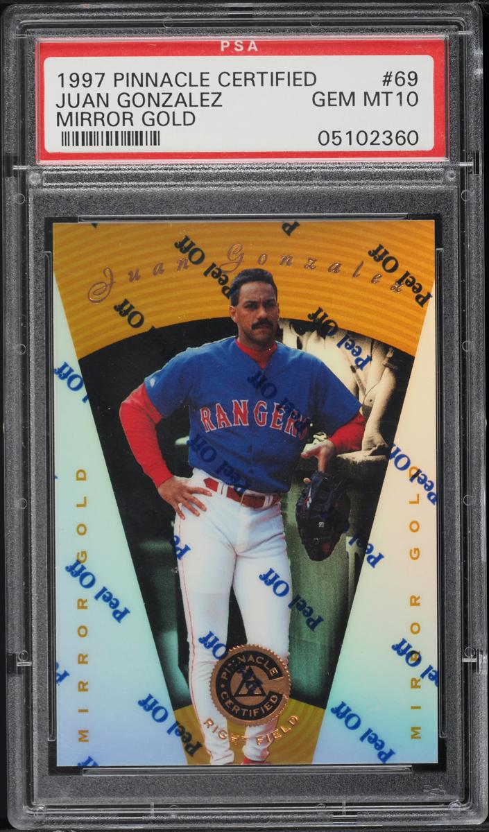 1997 Pinnacle Certified Baseball Mirror Gold Juan Gonzalez #69 PSA 10
