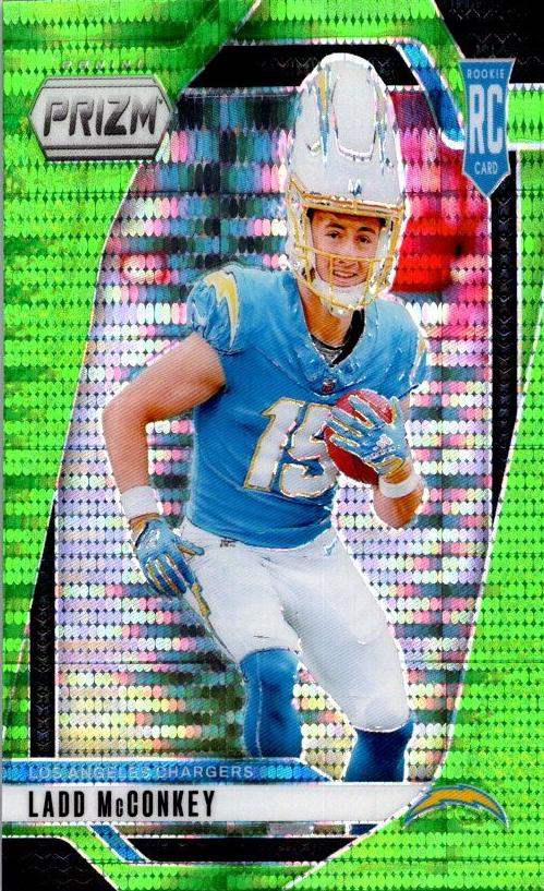 2024 Panini Prizm Ladd McConkey [Neon Green Pulsar] #365 card