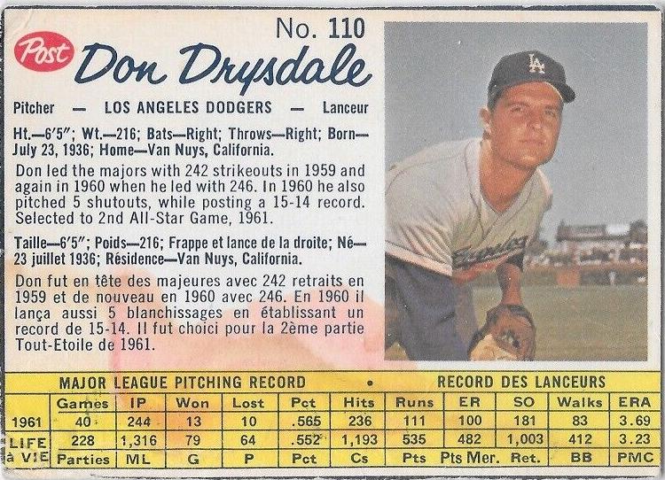 1962 Don Drysdale #110