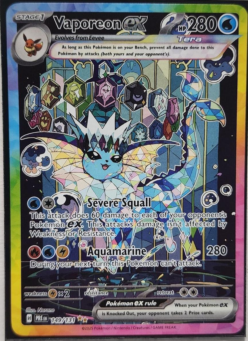 2025 Pokemon Prismatic Evolutions SPECIAL ILLUSTRATION RARE #149 Vaporeon front