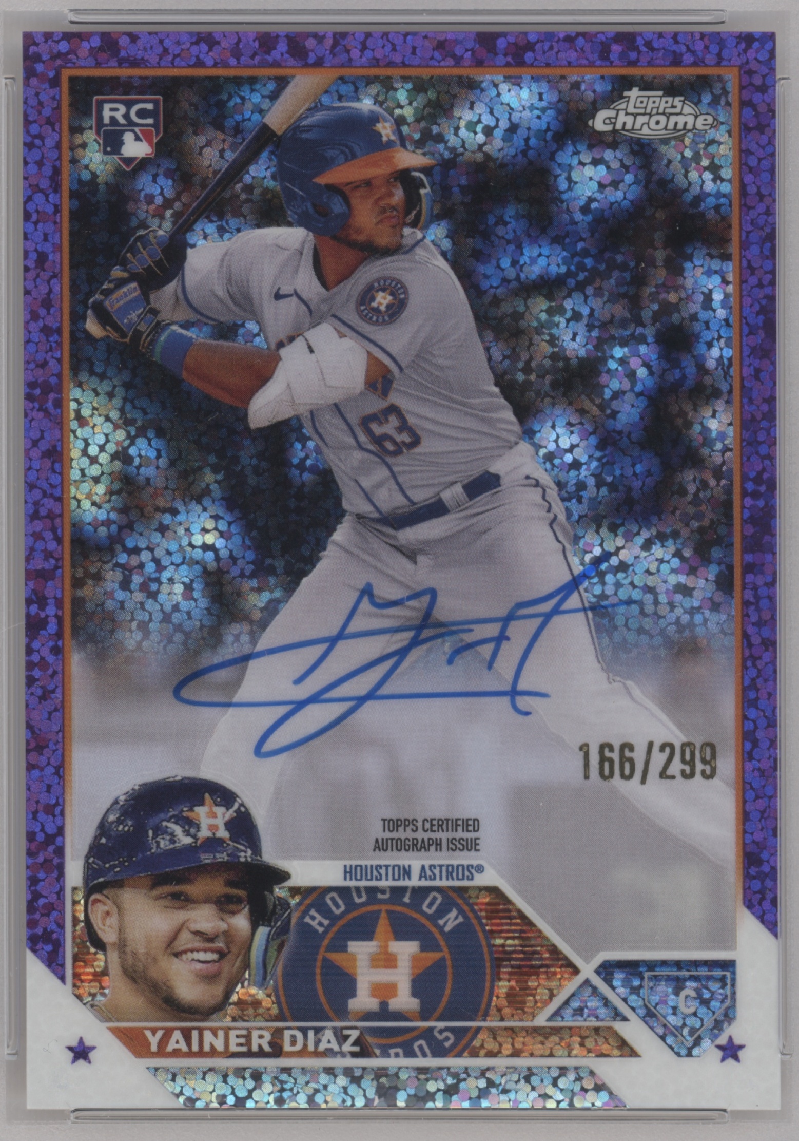 2023 Topps Chrome Baseball Purple Speckle Refractor Yainer Diaz #RA-YD PSA 9