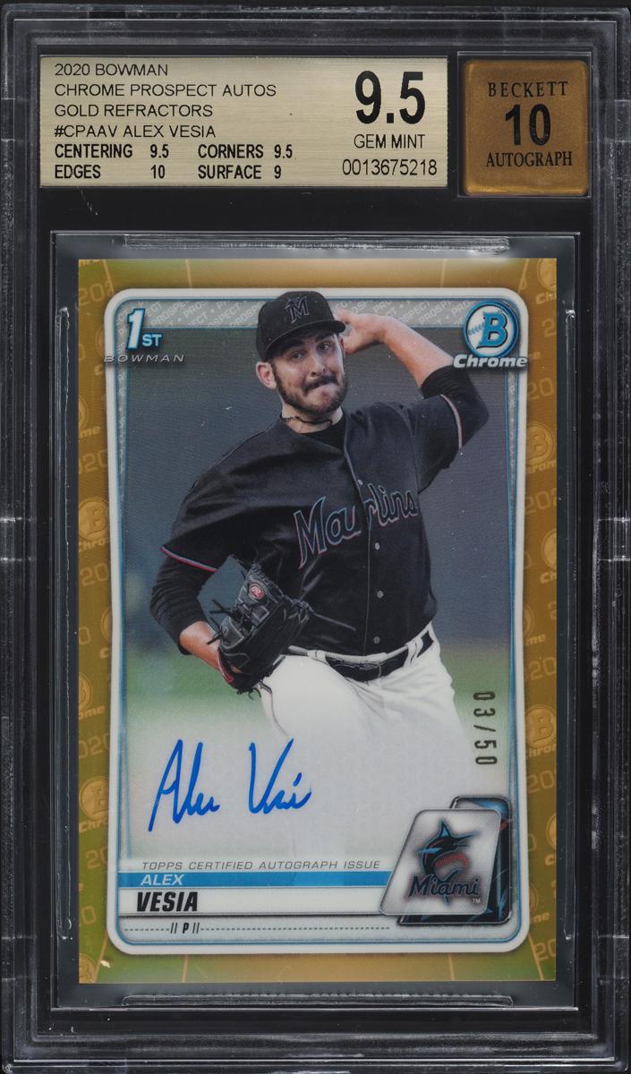 2020 Bowman Chrome Prospects Baseball Gold Alex Vesia #CPA-AV BGS 9