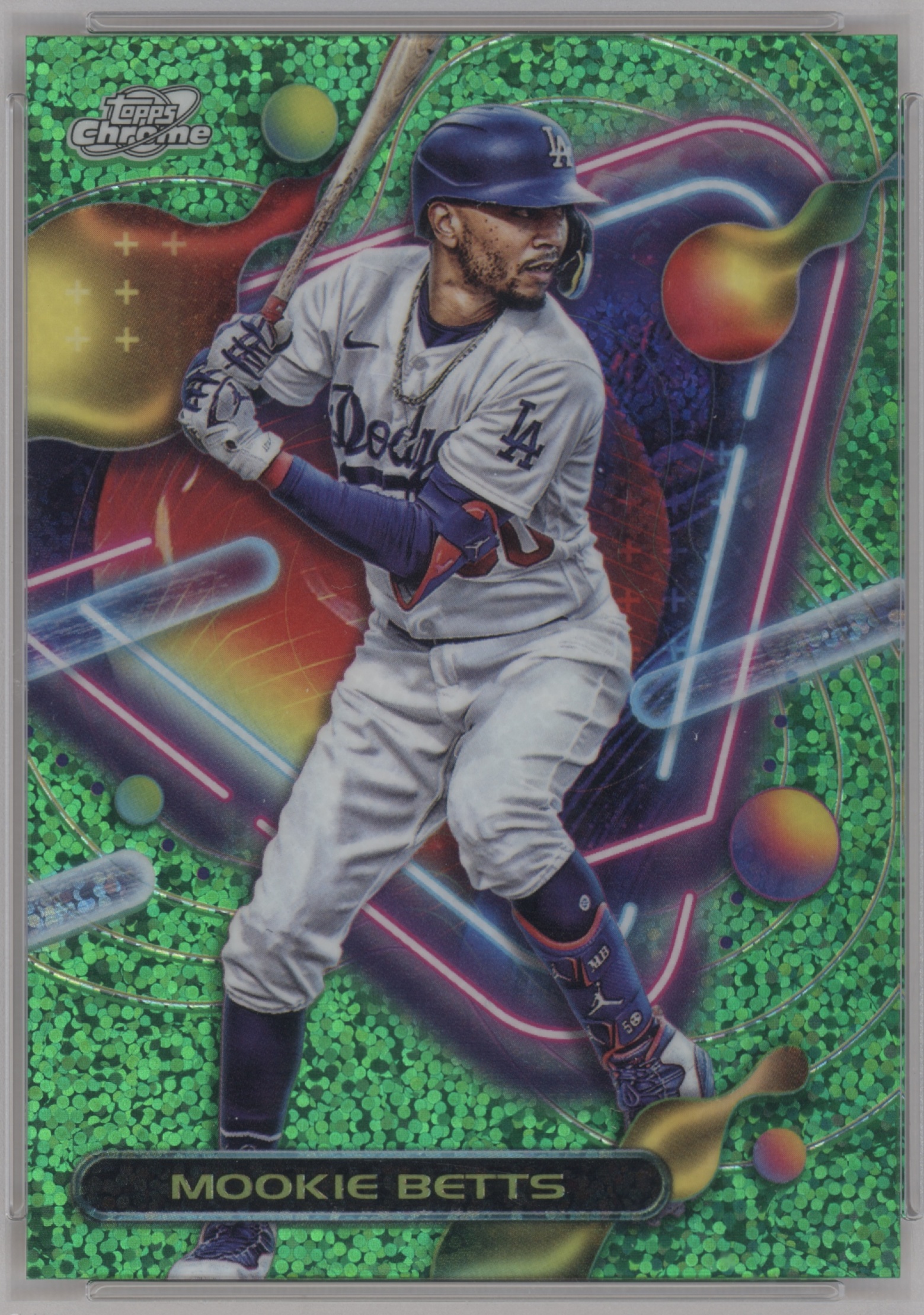 2023 Topps Cosmic Chrome Baseball Green Space Dust Refractor Mookie Betts #55