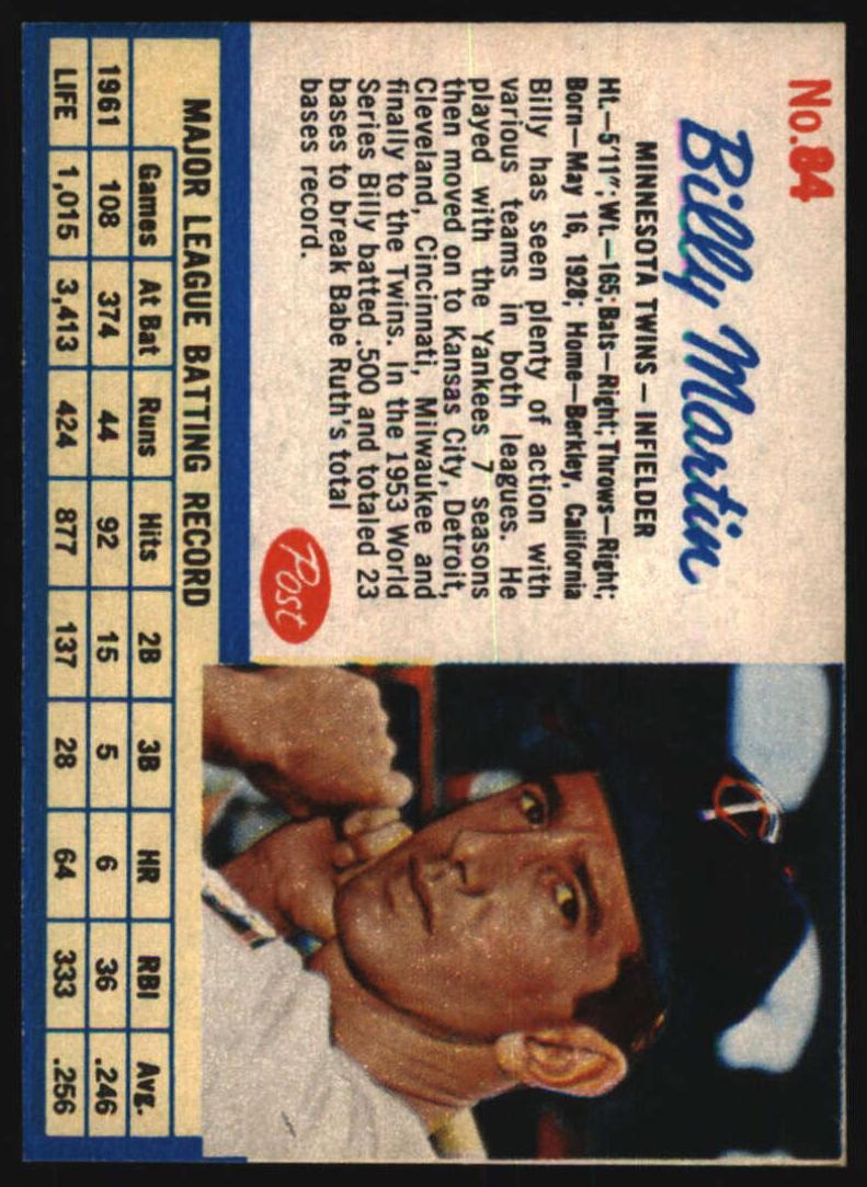 1962 Billy Martin #84