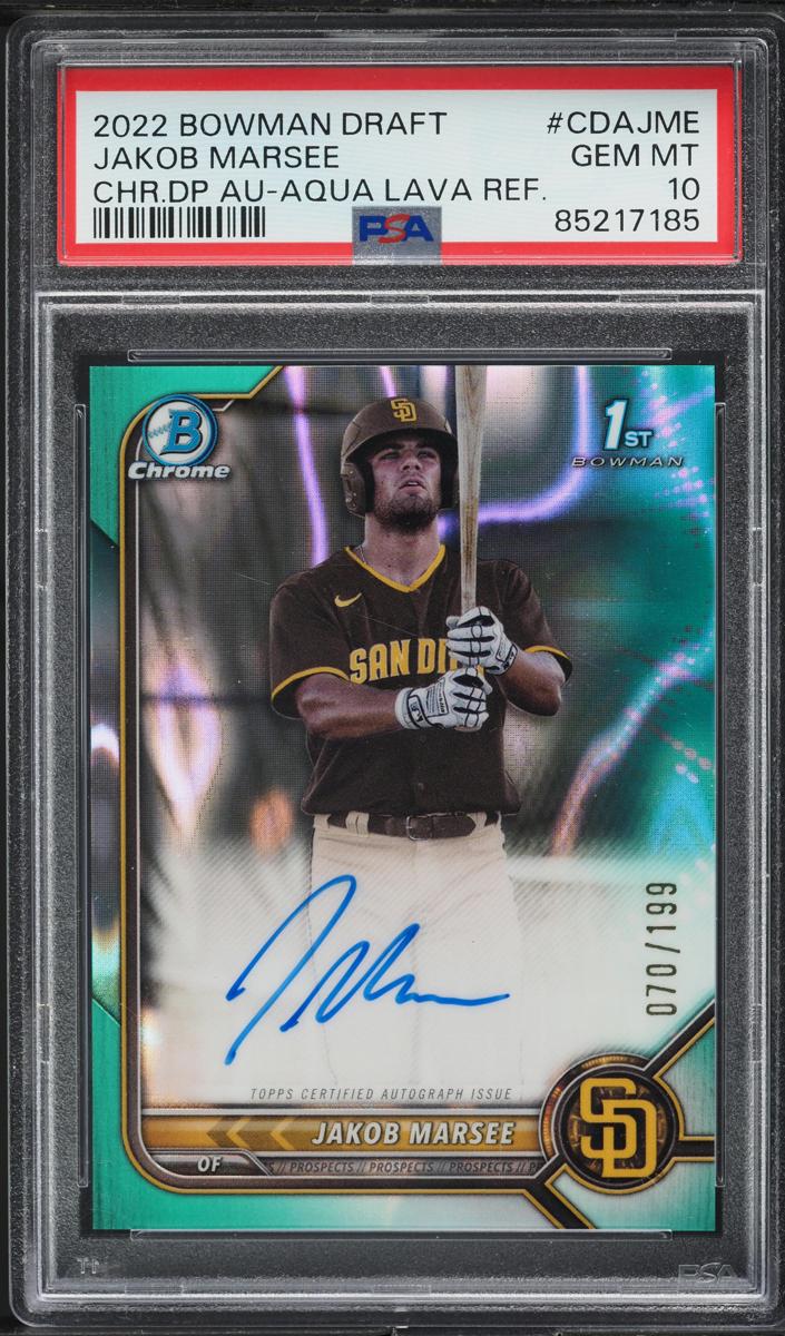 2022 Bowman Draft Baseball Aqua Lava Jakob Marsee #CDA-JME PSA 8.5