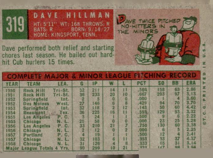 1959 Dave Hillman #319