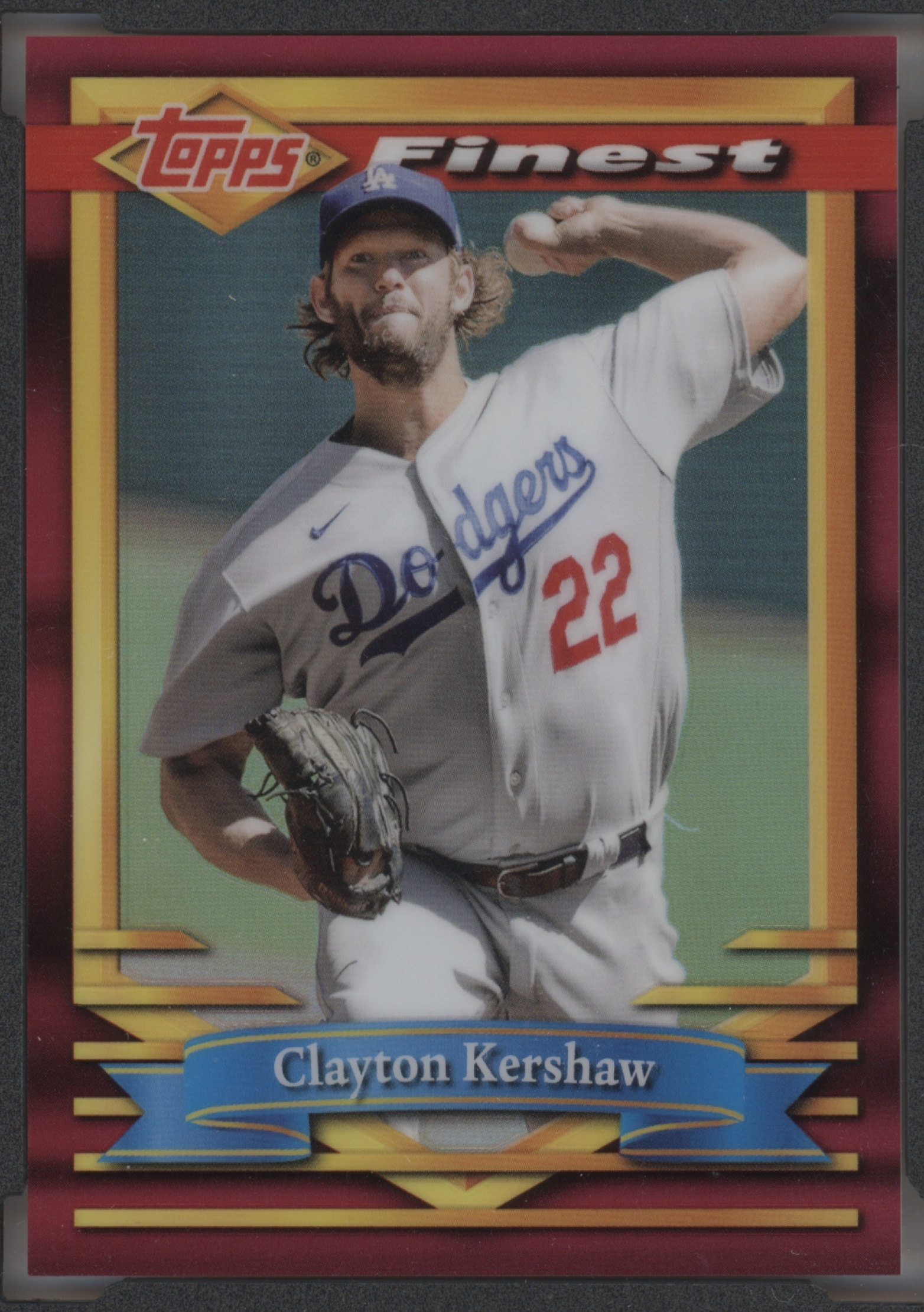 2021 Topps Finest Flashbacks Baseball Red Refractor Clayton Kershaw #189