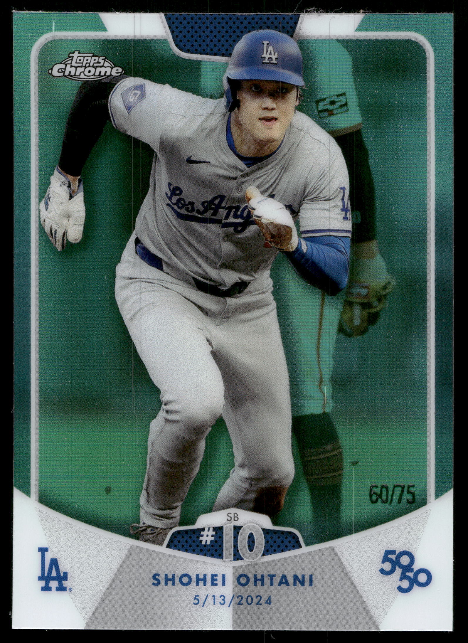 2024 Topps 50/50 Shohei Ohtani Baseball Aqua Refractor Shohei Ohtani #21