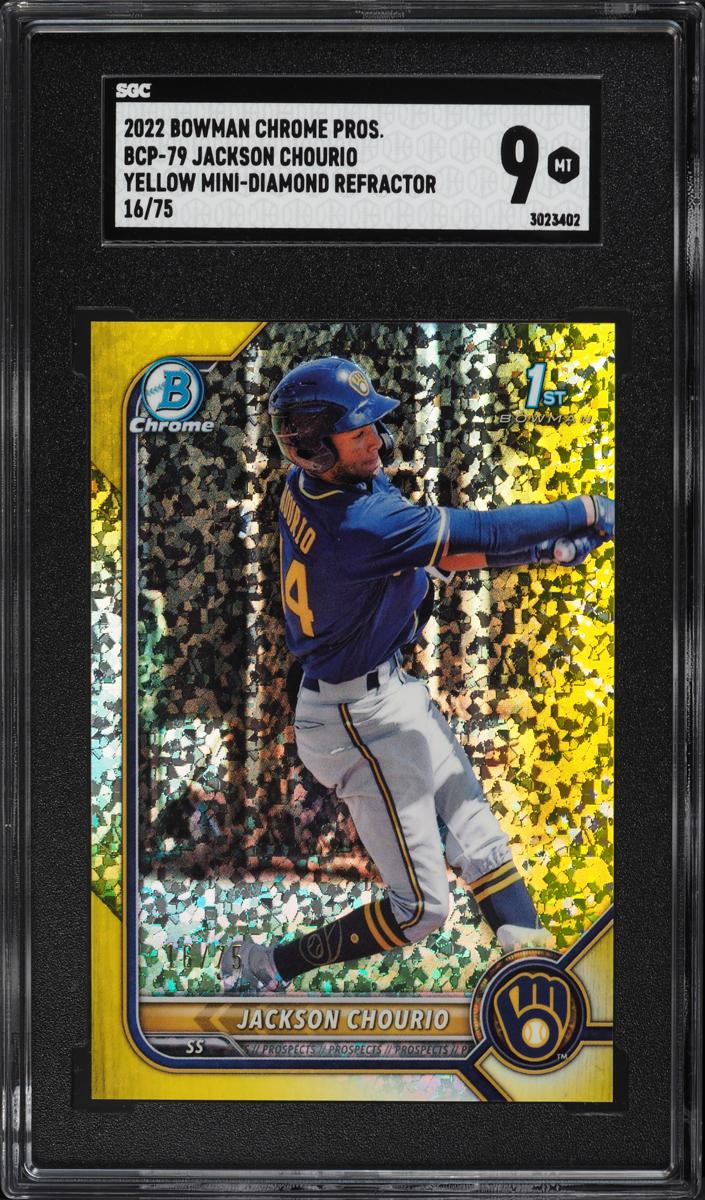 2022 Bowman Chrome Prospects Baseball Yellow Mini-Diamond Jackson Chourio #BCP-79 SGC 9
