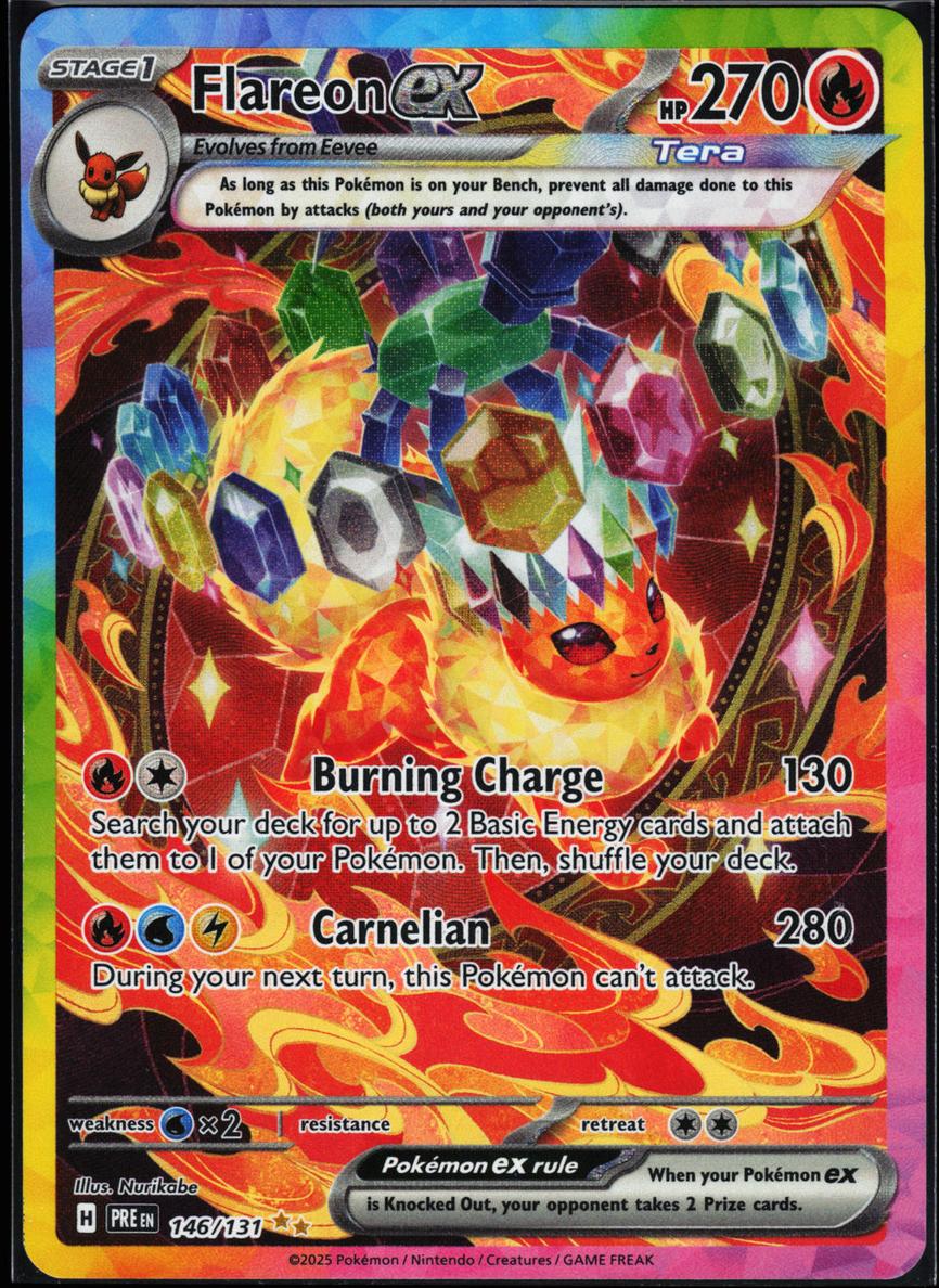2025 Pokemon Prismatic Evolutions SPECIAL ILLUSTRATION RARE #146 Flareon front