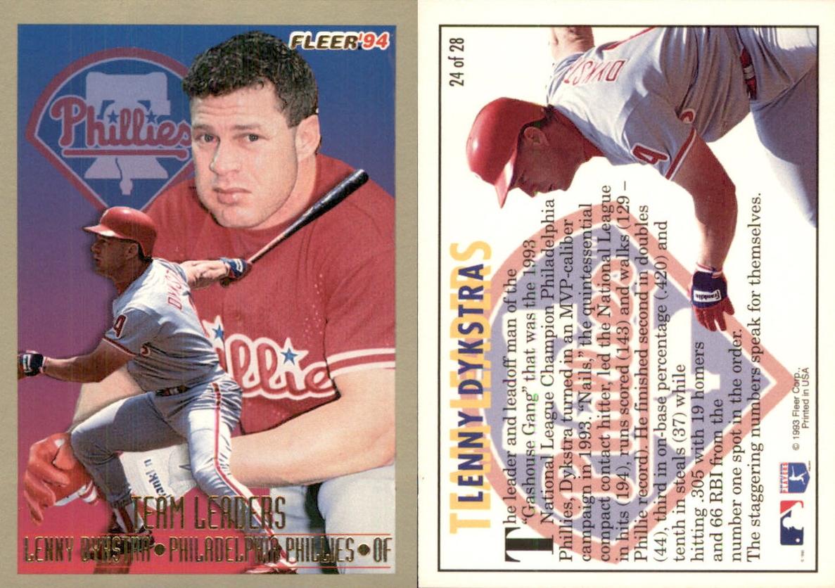 1994 Fleer Lenny Dykstra #24 card