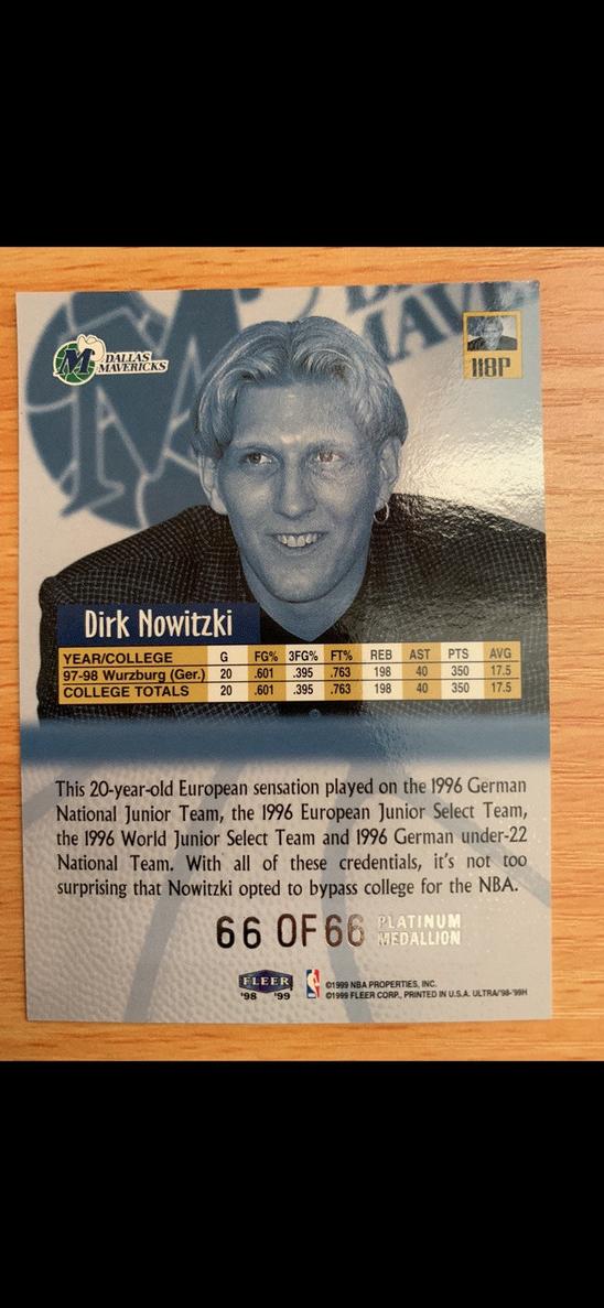 1998 Dirk Nowitzki [Platinum Medallion] #118P