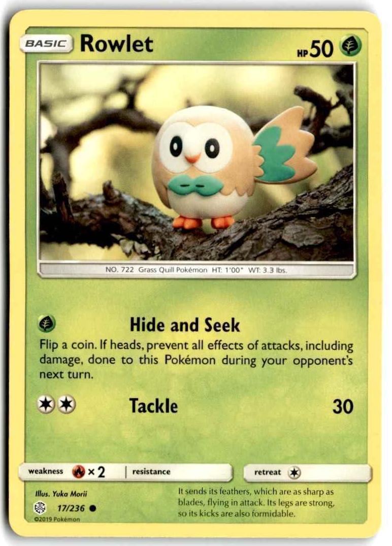 Rowlet 2019 Pokemon Sun & Moon Cosmic Eclipse