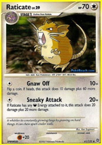 Raticate 2007 Pokemon Diamond & Pearl Secret Wonders