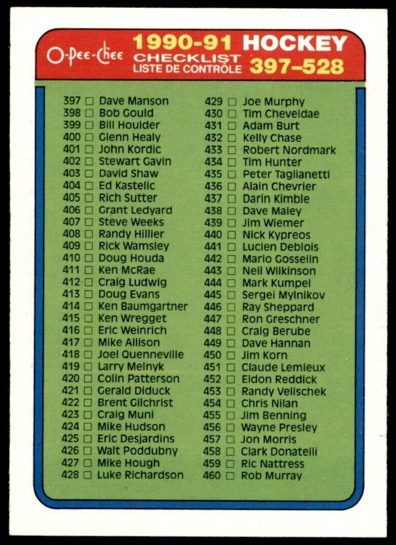 1990 Checklist 397-528 #462