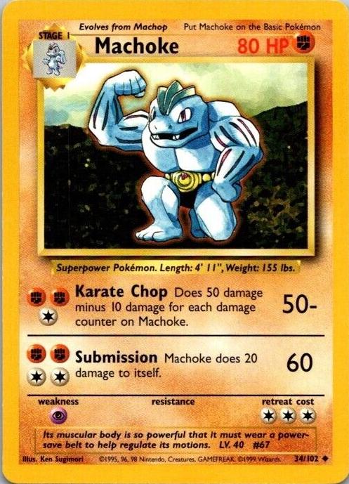 Machoke 1999 Pokemon Base Set