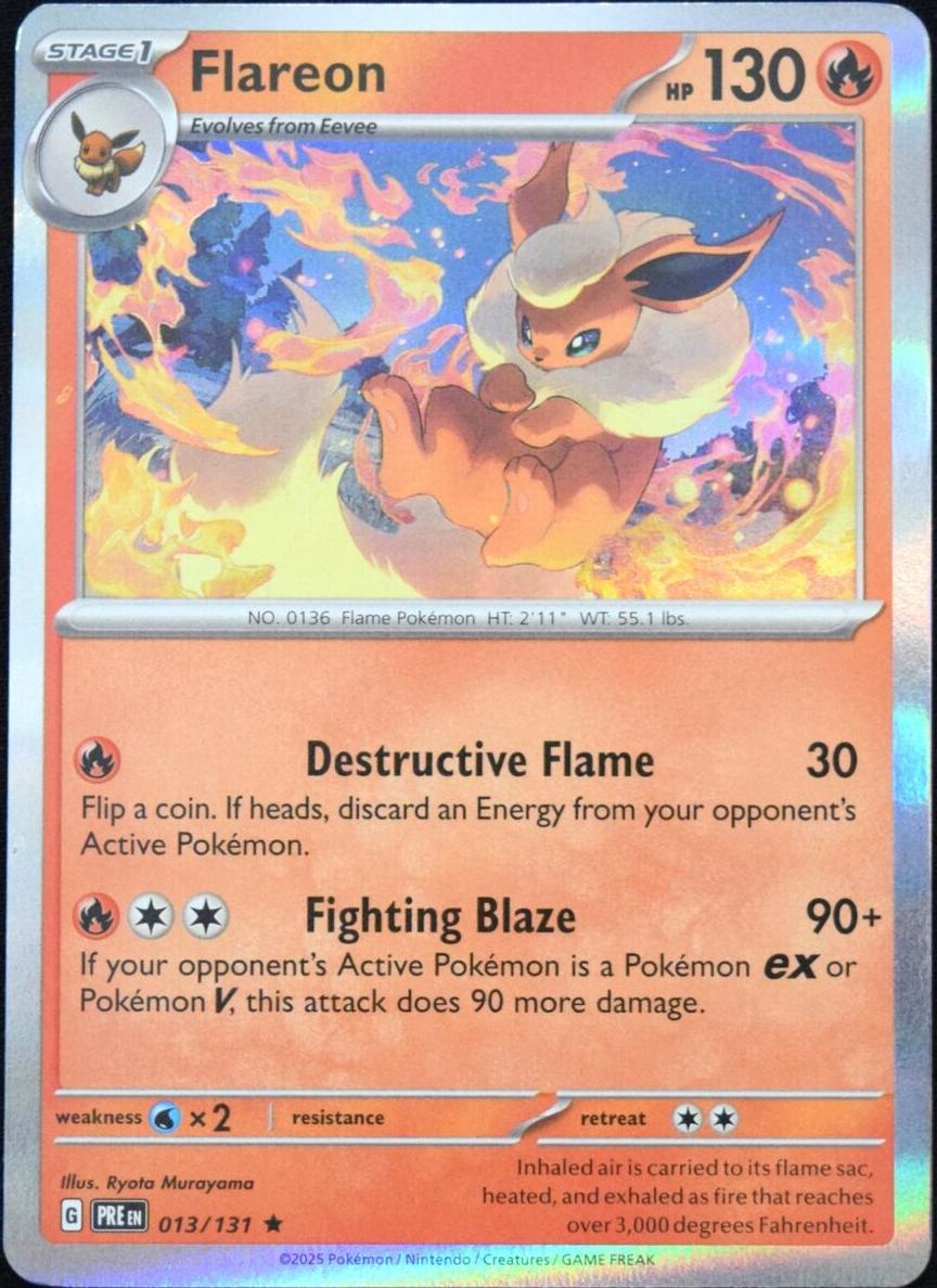 Flareon 2025 Pokemon Scarlet & Violet Prismatic Evolutions