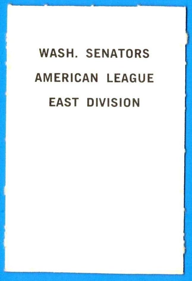 1972 Washington Senators #NNO