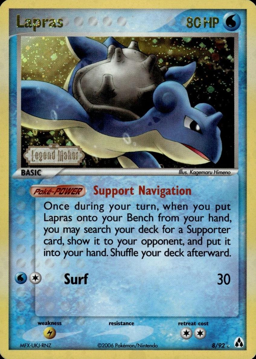 2006 Pokemon Ex Legend Maker-Chinese Holo #8 Lapras front