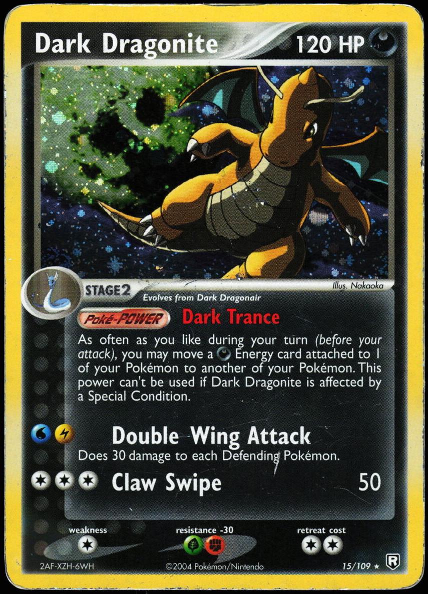 2004 Pokemonex Team Rocket Trr-Cosmos-Jamestd holo #15 Dragonite front