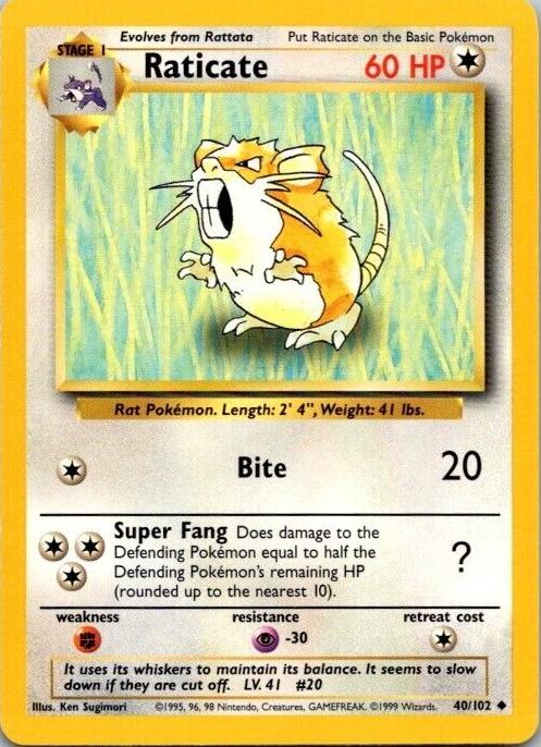 Raticate 1999 Pokemon Base Set