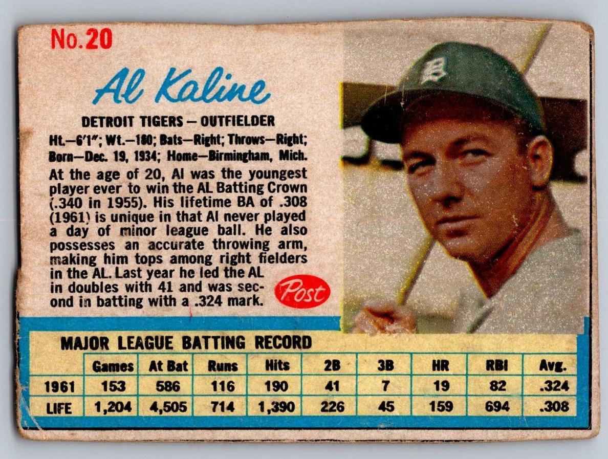 1962 Al Kaline #20