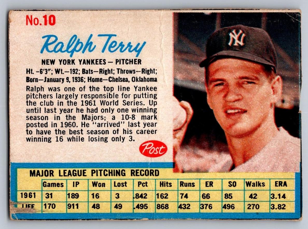1962 Ralph Terry #10