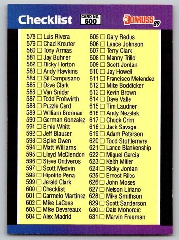 1989 Checklist #600