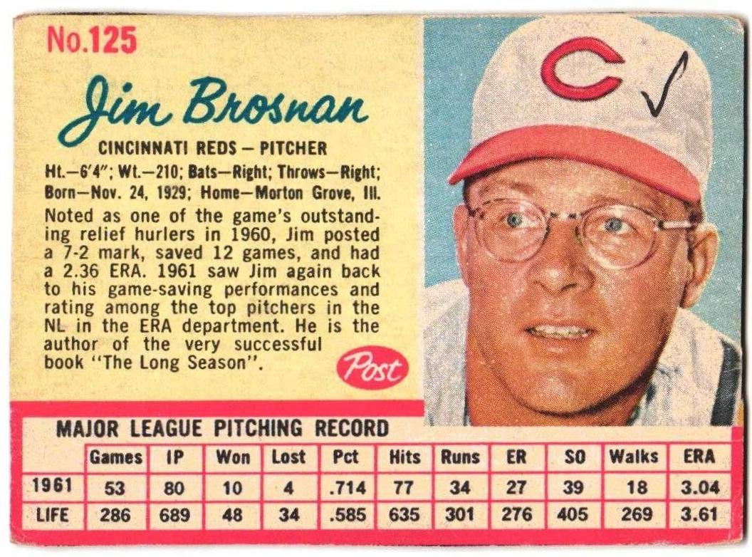 1962 Jim Brosnan #125