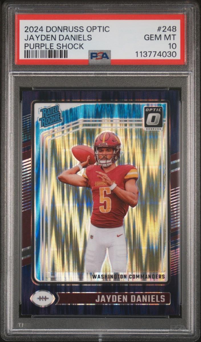 Jayden Daniels 2024 Donruss Optic Football Purple Shock