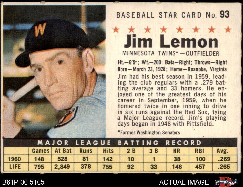 1961 Jim Lemon [Perforated] #93