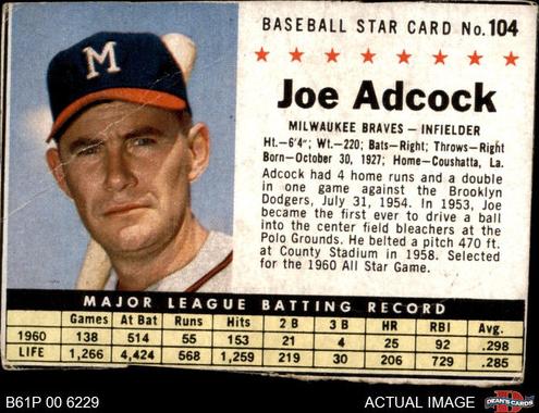 1961 Joe Adcock [Perforated] #104
