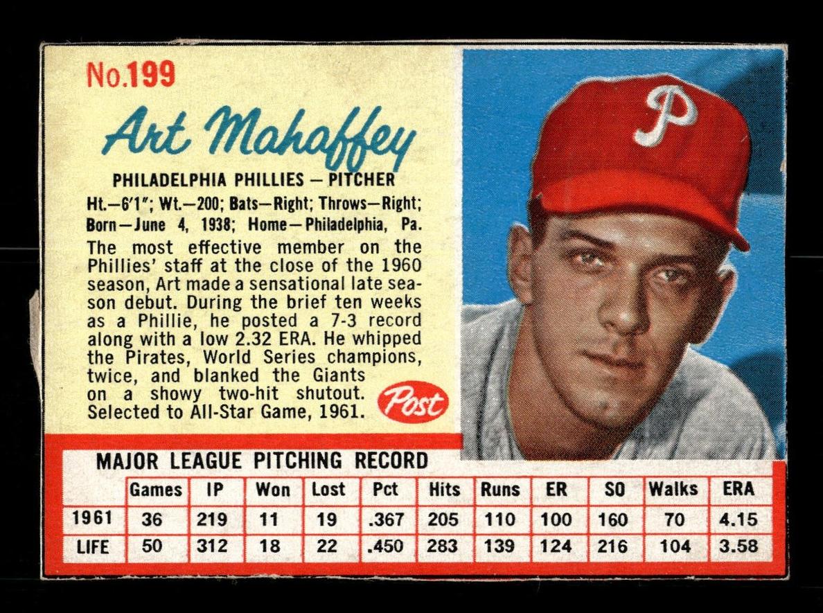 1962 Art Mahaffey #199