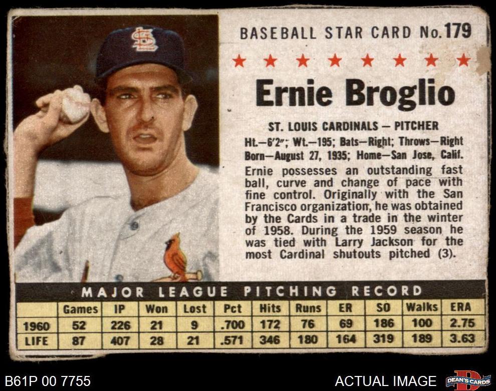 1961 Ernie Broglio [Hand Cut] #179